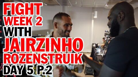 FIGHT WEEK 2: Day 5 P.2 Jairzinho Rozenstruik crosses celebratory paths with Santiago Ponzinibbio